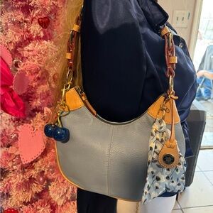 Y2k Dooney & Bourke Blue and Tan Shoulder Bag